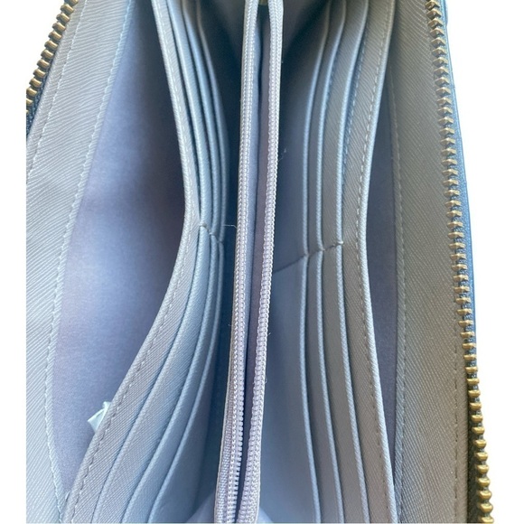 Fossil Leather Long Wallet. Blue with Hand sewn Leather Pedals Size 8” x 4” ECU - Picture 4 of 10